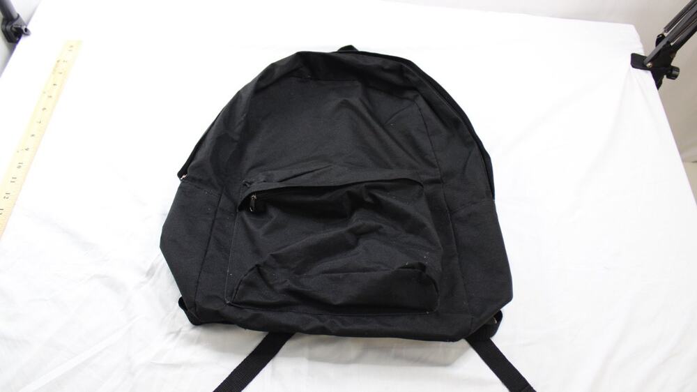 Evans Black Classic Backpack Front Zipper Pocket School Travel Book Bag M Unisex
